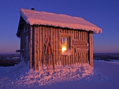 Hütte im Valtavaara Nationalpark