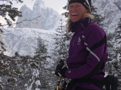 Tanja having fun infront of Dreizinnen