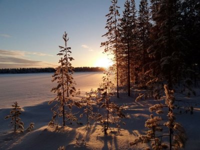 Coucher de soleil en Laponie finlandaise