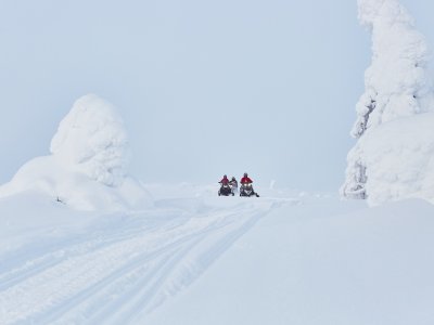 Snowmobil Spass im Pulver