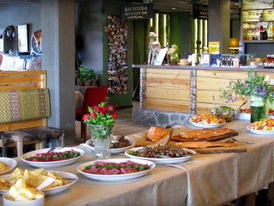 The buffet is opened