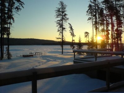 Coucher de soleil dans l'hiver du Québec